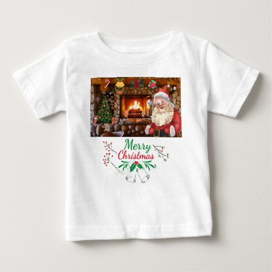 Mikitiez classicwhiteschristmas light jollyholly ベビーTシャツ (正面)