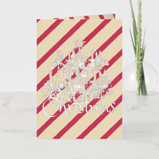 Mikitiez classicwhiteschristmas light jollyholly 箔グリーティングカード (正面)