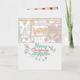 Mikitiez classicwhiteschristmas light jollyholly 箔グリーティングカード