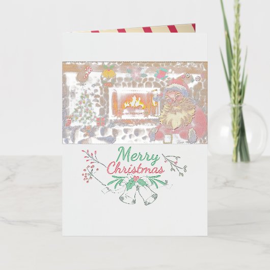 Mikitiez classicwhiteschristmas light jollyholly 箔グリーティングカード (正面)