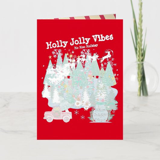 Mikitiez classicwhiteschristmas light jollyholly 箔グリーティングカード (正面)