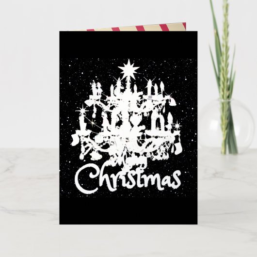 Mikitiez classicwhiteschristmas light jollyholly 箔グリーティングカード (正面)