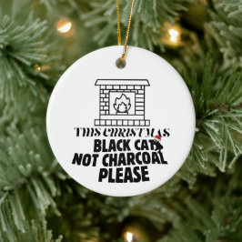 Mikitiez funny blackcat x'mas charcoal santa セラミックオーナメント