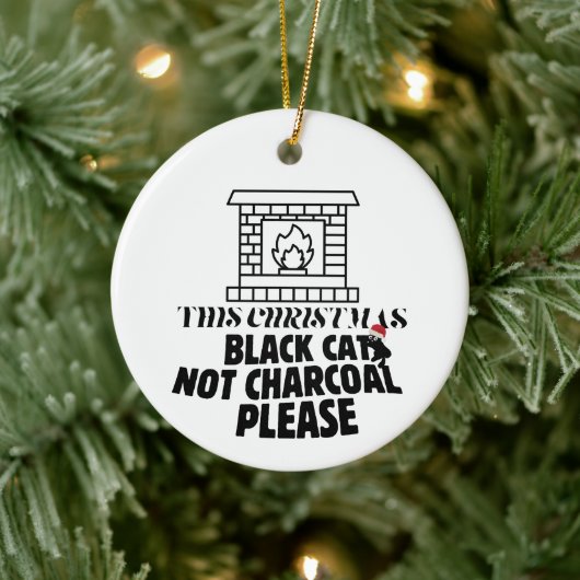 Mikitiez funny blackcat x'mas charcoal santa セラミックオーナメント (ツリー)