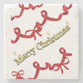 Mikitiez gothmas ribbon redwhite candycane x'mas ストーンコースター (正面)
