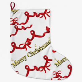 Mikitiez gothmas ribbon redwhite candycane x'mas ラージクリスマスストッキング