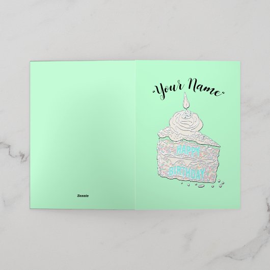 Mikitiez HappyBirthday ckeseason散水気球 箔グリーティングカード (外側レイダウン)