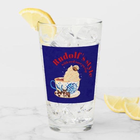 Mikitiez rudolf rednose raindeオールオーバープリントエプロン タンブラーグラス (アイス正面)