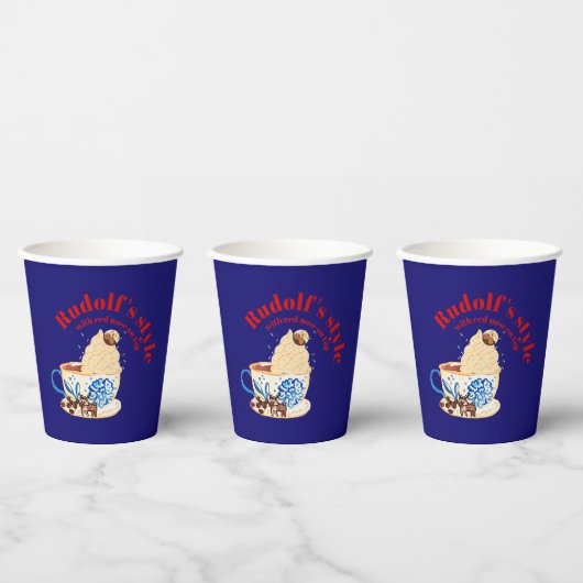 Mikitiez rudolf rednose raindeオールオーバープリントエプロン 紙コップ (複数)