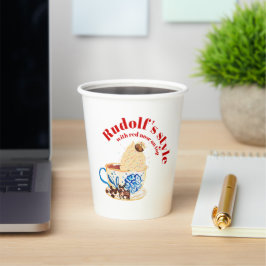 Mikitiez rudolf rednose raindeオールオーバープリントエプロン 紙コップ