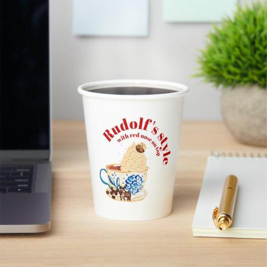 Mikitiez rudolf rednose raindeオールオーバープリントエプロン 紙コップ (インサイチュ)
