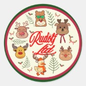 Mikitiez rudolf rednose reindeer gift ラウンドシール (正面)