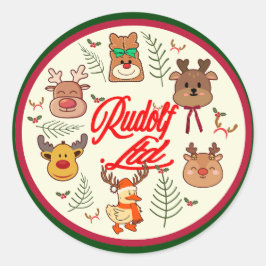 Mikitiez rudolf rednose reindeer gift ラウンドシール