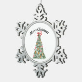 Mikitiez rustic chirstmas vintage cozy farmhouse スノーフレークピューターオーナメント (右)