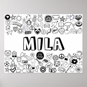 'MILA'カラー – フルカスタムアウトラインデザイン ポスター