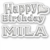Mila Happy Birthday silver Aufkleber Sticker シール (正面)