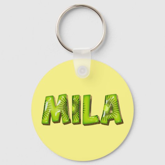 Mila Name Kiwi Design Schlüsselanhänger キーホルダー (正面)