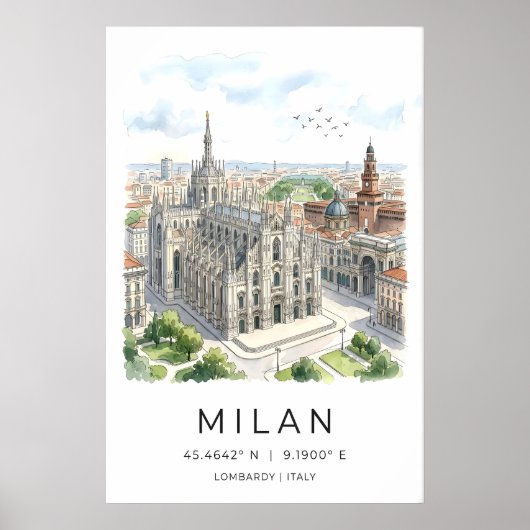 Milan Cathedral Art Print Black and White ポスター (正面)