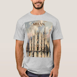 Milan Duomo di Milano Vintage Travel Watercolor  Tシャツ