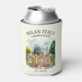Milan Italy Gift Idea – Watercolor City Landscape 缶クーラー (缶正面)