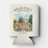 Milan Italy Gift Idea – Watercolor City Landscape 缶クーラー (裏面)