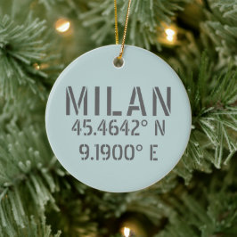 Milan Italy Latitude and Longitude セラミックオーナメント