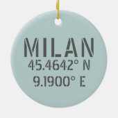 Milan Italy Latitude and Longitude セラミックオーナメント (裏面)