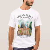 Milan Italy Lombardia Region Watercolor Landscape Tシャツ (正面)
