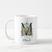 Milan Italy Monogram Letter M Personalized Gift コーヒーマグカップ (左)