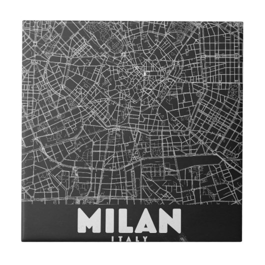 Milan Italy Retro Map タイル (正面)
