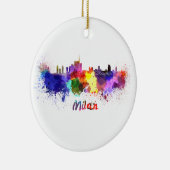 Milan skyline in watercolor セラミックオーナメント (右)