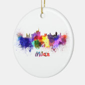 Milan skyline in watercolor セラミックオーナメント (左)