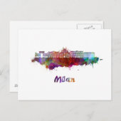 Milan V2 skyline in watercolor ポストカード (正面/裏面)