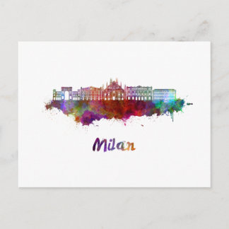 Milan V2 skyline in watercolor ポストカード