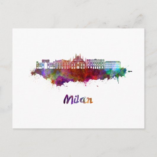 Milan V2 skyline in watercolor ポストカード (正面)