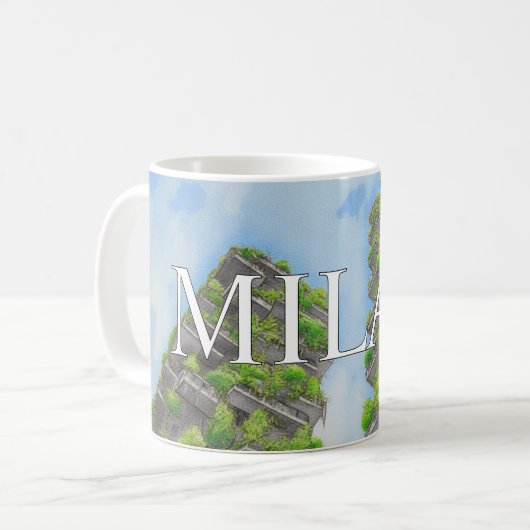 Milan verti forest Mug Modern Skyline Coffee cup  コーヒーマグカップ (正面左)