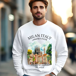 Milan Watercolor Design – Italian Fashion City スウェットシャツ