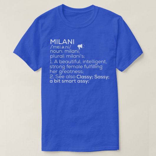 Milani名前Milani定義Milani女性名M Tシャツ (デザイン正面)