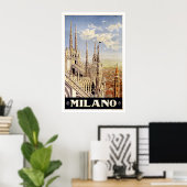 Milano Italy Church Vintage Travel ポスター (ホームオフィス)