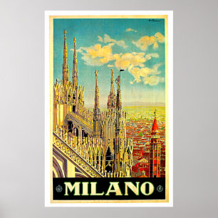 Milano / Milan Italy Cityscape Vintage ポスター