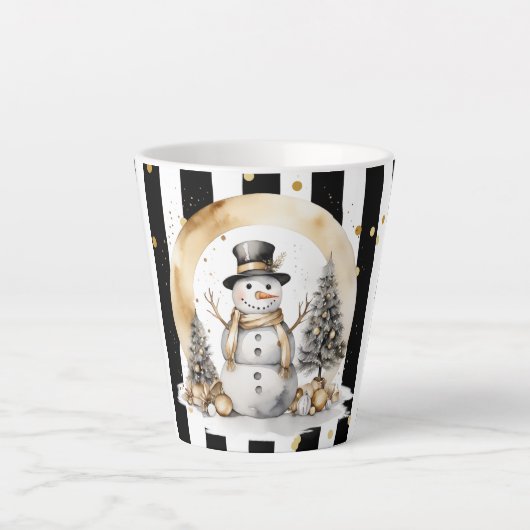 Milchtasse Klein Snowman and Stripes Var03 カフェラテマグ (正面)