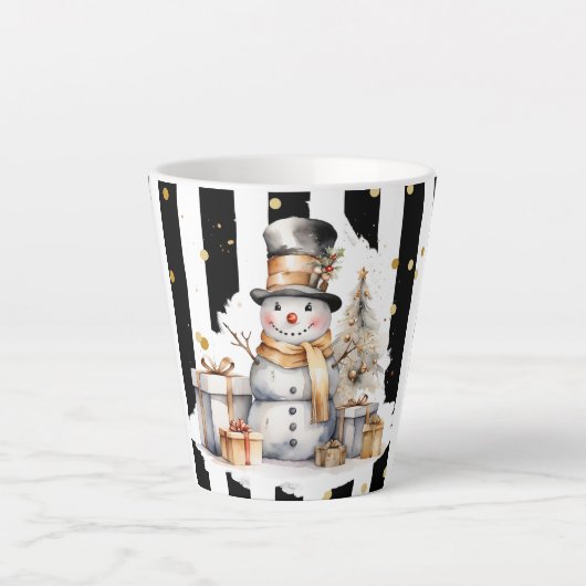 Milchtasse Klein Snowman and Stripes Var05 カフェラテマグ (正面)