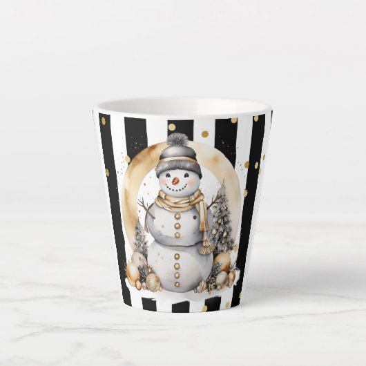 Milchtasse Klein Snowman and Stripes Var06 カフェラテマグ (正面)