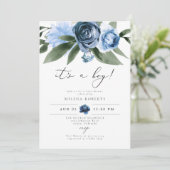 MILENAほこりっぽいブルーフローラガーデンベイビーシャワー 招待状 (スタンド正面)