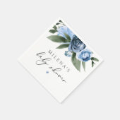 MILENAほこりっぽいブルー石板フローラボーイベビーシャワー スタンダードカクテルナプキン (角)
