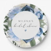 MILENA何かブルーフローラブライダルシャワー ペーパープレート (正面)