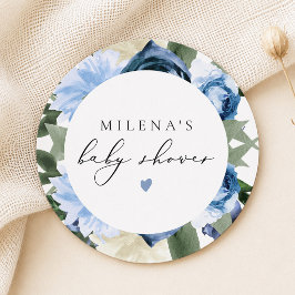 MILENA ダスティブルー フローラル 男の子 ベビーシャワー ラウンドペーパーコースター