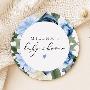 MILENA ダスティブルー フローラル 男の子 ベビーシャワー ラウンドペーパーコースター