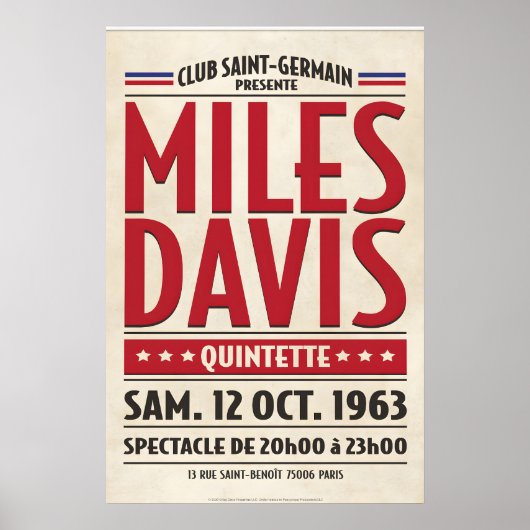 Miles Davis Live in Paris, Original Print Design ポスター (正面)