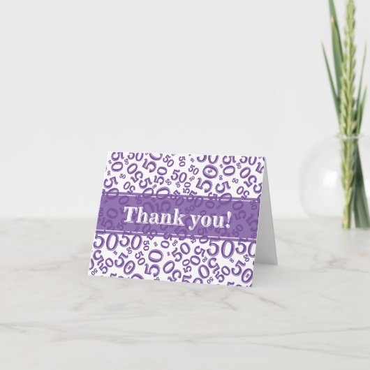Milestone 50 Random Number Pattern Purple/White サンキューカード (正面)